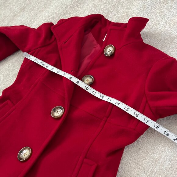 NWT MICHAEL Michael Kors Red Wool Winter Pea Coat 2P Petite - Picture 7 of 11